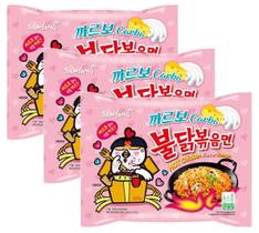 3 Macarrão Ins Frango Cremoso Carbonara Picante Samyang 130g