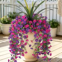 3 maços de flores artificiais de glória-da-manhã TakeArt 65 cm 3 maços de flores artificiais de glória-da-manhã TakeArt 65 cm