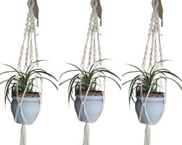 3 Macrame Hanger Suporte Vaso 90cm Cordão Algodão Cru