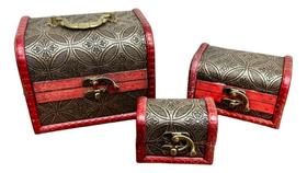 3 Maleta Bau Vintage Caixa Decorativa Joias Objetos Retro