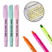 3 Marcador De Texto Em Gel Não Transpassa Escolar Neon Top