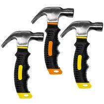 3 Martelos Cabo Curto 16cm Pequeno Emborrachado 25mm Unha 3 Martelos Cabo Curto 16cm Pequeno Emborrachado 25mm Unha