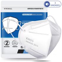 3 Máscaras Descartáveis KN95 WWDoll 5 Camadas Anvisa Branca 3 Máscaras Descartáveis KN95 WWDoll 5 Camadas Anvisa Branca