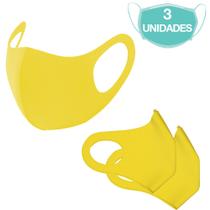 3 Máscaras Laváveis Reutilizável Amarela Cuidado Pessoal