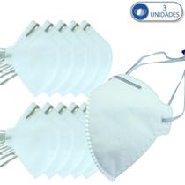 3 Máscaras Não Reutilizáveis PFF2 KSN Branca Para Proteção Facial Clip de Nariz e Elástico de Cabeça
