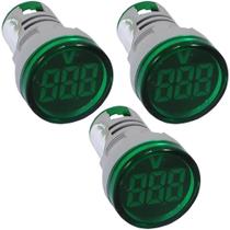 3 Medidor Voltímetro Digital 5-60Vcc Verde 22mm AD22-22VS-DC-G Corrente Contínua