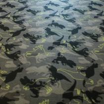 3 Metros Tecido Malha Soft Estampada Dinossauro Preto Com Cinza