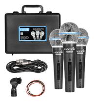 3 Microfones De Mão Profissional Sm58 Lyco + Cabo 5mt Maleta 3 Microfones De Mão Profissional Sm58 Lyco + Cabo 5mt Maleta