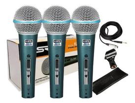 3 Microfones Ksr Km58 Beta +Cabos+ Cachimbos e Bags