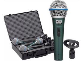 3 Microfones Mxt Dinâmico De Metal Pro Btm-58a Cor Verde