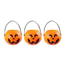 3 Mini Balde Abobora Halloween Festa 7cm 3 Mini Balde Abobora Halloween Festa 7cm