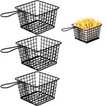 3 Mini Cestos Para Frituras Ferro Preto Resistente Premium