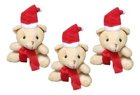 3 Mini Chaveiros Ursinho Com Gorro Lembrancinha De Natal