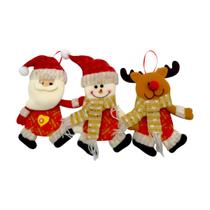 3 Mini Decorações De Luxo Natalina Para Pendurar 25x12cm 3 Mini Decorações De Luxo Natalina Para Pendurar 25x12cm