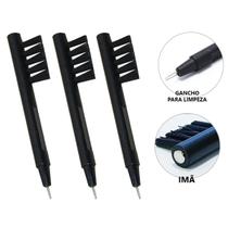 3 mini escovas escovinha para aparelho auditivo imã e gancho
