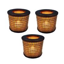 3 Mini Luminária Lanterna Decorativa Vela Led Bambu