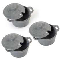 3 Mini Molheiras Com Tampas Cinza 100% Melamina Gourmet Mix 3 Mini Molheiras Com Tampas Cinza 100% Melamina Gourmet Mix