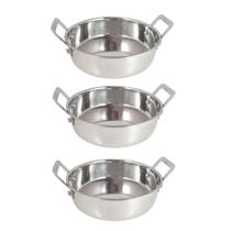 3 mini panela caçarola inox luxe p/ servir c/ alça m2