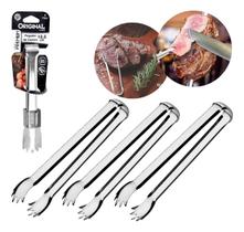 3 Mini Pegadores Inox Frios Gelo Carnes Rodizio Churrascaria