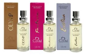3 mini Perfumes de bolso Femininos Olymp, Fantasia e Exótica linha premium