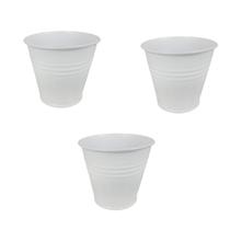 3 Mini vaso cachepot metal decoração e vasinho festas branco