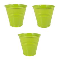 3 Mini vaso cachepot metal decorativo e vasinho festas verde