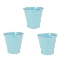 3 Mini vaso cachepot metal decorativo vasinho festa azul tur
