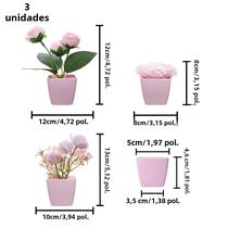 3 Mini Vasos de Plantas Artificiais para Decoração - Ideal para Casa, Restaurante e Escritório