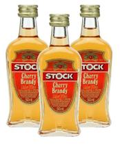 3 Miniatura Mini Licor Stock Sabor Cherry Brandy Vidro 50Ml