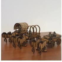 3 Miniaturas Carroças Do Velho Oeste, Quebra Cabeça 3d Mdf
