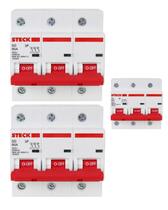 3 Minidisjuntor Tripolar 80 Amperes Curva C 10kA Steck