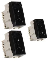 3 Módulo Tomada Sleek Preto Brilhante 2P+T 10A MarGirius