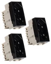 3 Módulo Tomada Sleek Preto Brilhante 2P+T 20A MarGirius