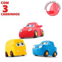 3 Mordedor Macio Brinquedo Carrinho Vinil Bebê Soft Atóxico - Silmar Brinquedos