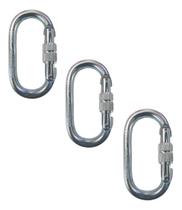 3 Mosquetão 25kn Aço Oval Alpinismo Trabalho Altura Rapel