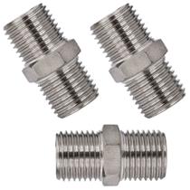 3 niple emenda rosca dupla 1/4 bsp em latão niquelado