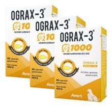 3 Ograx-3 1000mg 30 Capsulas Cães E Gatos Suplemento Alimentar
