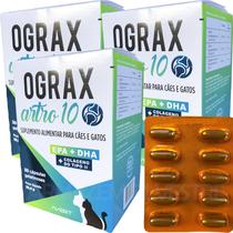 3 Ograx Artro 10 Suplemento Alimentar Colágeno 90 Cápsulas Cães Gatos Avert