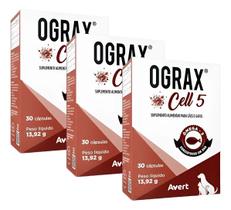3 Ograx Cell 5 Suplemento Alimentar Omega 3 Cães Gatos 30 Cps