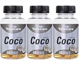 3 Óleo De Côco Extra Virgem 60 Cáps 1000mg Emagreça