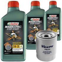 3 Óleo Sintético 5W30 Castrol e Filtro Óleo Tecfil Fiat Uno 1.0 Flex 2012 a 2016