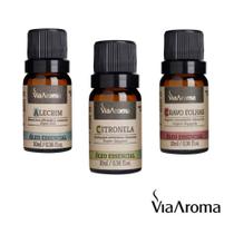 3 Óleos Essenciais Via Aroma Natural Puro 10 Ml Aromaterapia