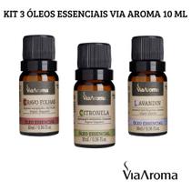 3 Óleos Essenciais Via Aroma Puro Natural 10 Ml Aromaterapia