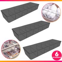 3 Organizador Gaveta Calcinha Meia C/ Divisoria 36x12x5,5 Cm