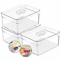 3 Organizador Geladeira Tampa Acrílico 2,2 Litros Natural Ou