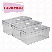 3 Organizadores Modular Elegance Multiuso Porta Ovos Geladeira - PLASTUTTI 3 Organizadores Modular Elegance Multiuso Porta Ovos Geladeira - PLASTUTTI