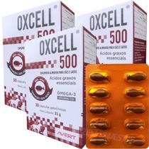 3 Oxcell 500 mg 90 Cápsulas Suplemento Alimentar Omega 3 Cães Gatos Avert