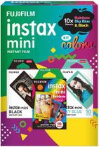 3 Packs com 10 Poses Fujifilm - Sky Blue, Rainbow e Black - INSTAX