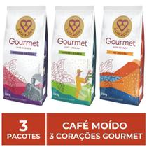 3 Pacotes de 250g, Café Moído, Três Corações Gourmet - 3 Corações