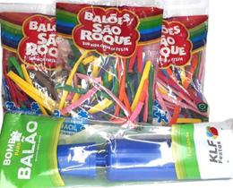 3 Pacotes de Balão Canudo Para Modelagem + Bomba De Encher 3 Pacotes de Balão Canudo Para Modelagem + Bomba De Encher